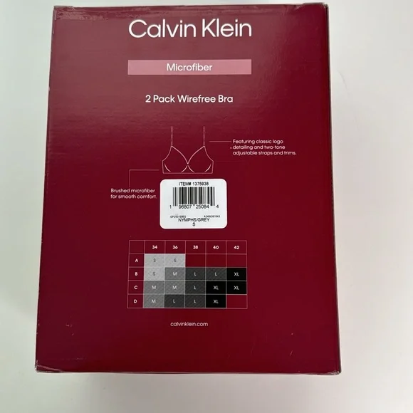 NWT Calvin Klein Ladies Wirefree Microfiber Bra 2 pk Pink & Gray 2-tone - Picture 6 of 6
